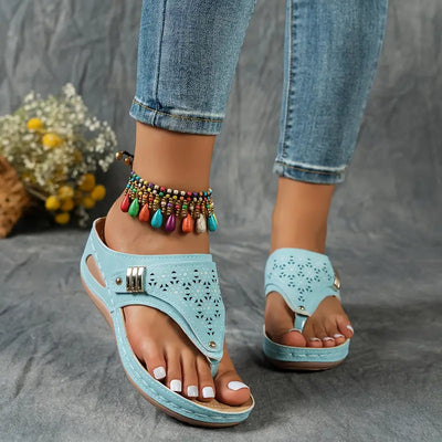 KEIT™ STYLISH CUT-OUT WEDGE THONG ORTHO SANDALS